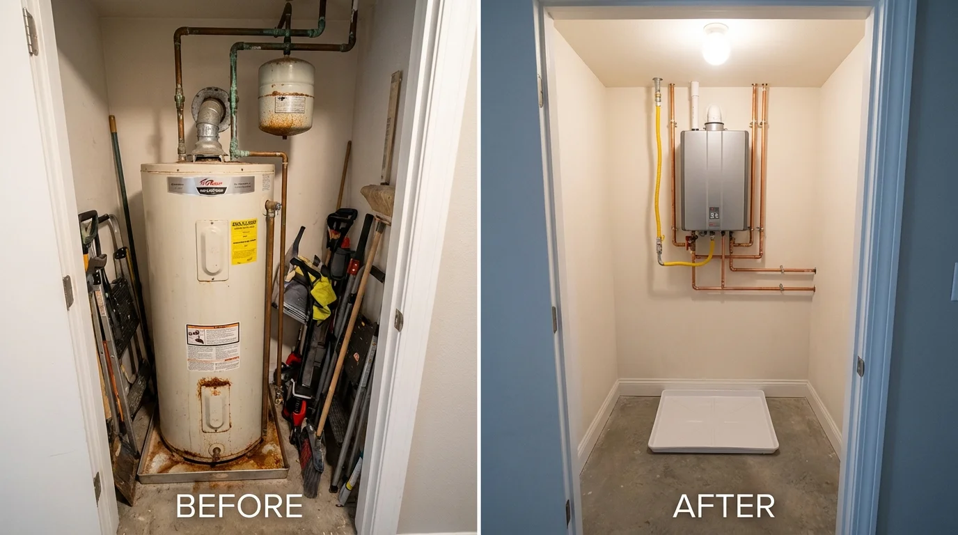 Tank water heater versus wall-mounted tankless unit comparison for Oxford, OH homeowners